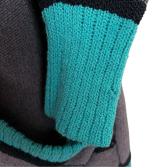 Vtg Steve Fabrikant 2 Pc Set Knit Cardigan Sweater Top Teal Green Gray Size M - Picture 8 of 11